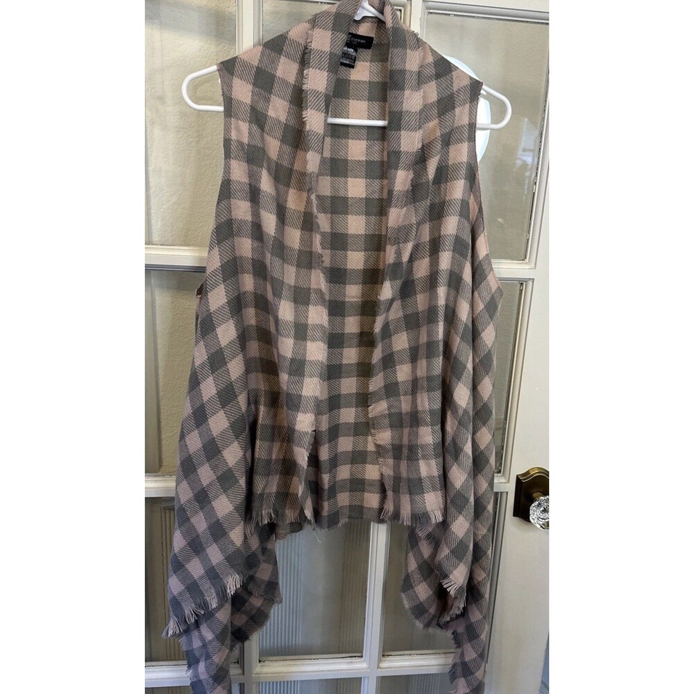 Pink Buffalo Plaid Vest Open Front Cardigan Womens One Size - Picture 2 of 9